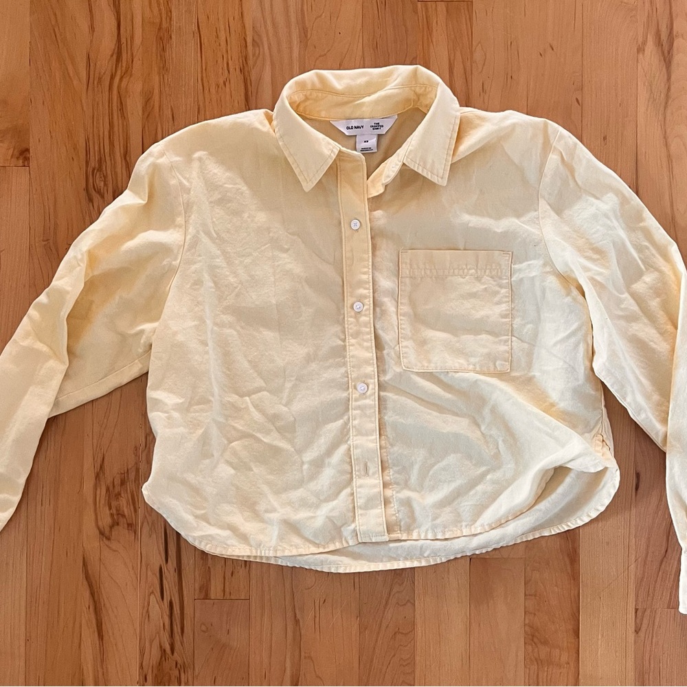 Old Navy Light Yellow Button-Up Shirt